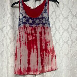 Red and Blue Tie-Dye Women's Tank Top